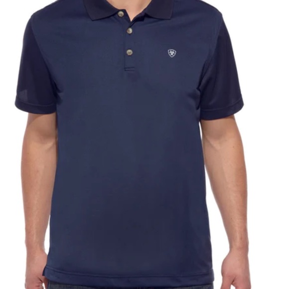 Ariat® Men's AriatTEK™ Navy Polo Shirts 10009063 - Picture 1 of 2